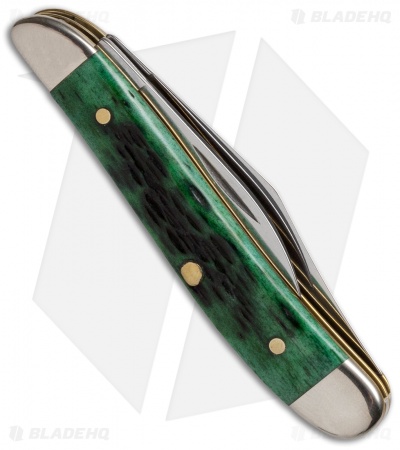 Case Pocket Worn Peanut Knife 2.875" Bermuda Green Bone (6220 SS) 09726