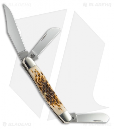 Case Large Stockman Knife 4.25" Amber Peach Seed Jigged Bone (6347 SS) 00128