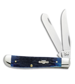 Case Mini Trapper Knife 3.5" Deep-Sea Jigged Blue Bone (6207 SS) 02838