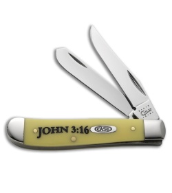 Case Mini Trapper Knife 3.5" Yellow Synthetic "John 3:16" (3207 SS) 8850