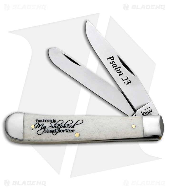 Case Trapper Knife 4.125" Natural Bone "Psalm 23" (6254 SS) 8795