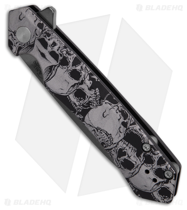 Case Cutlery Kinzua Frame Lock Spear Point Knife Black Skulls (3.4" DLC) 64645