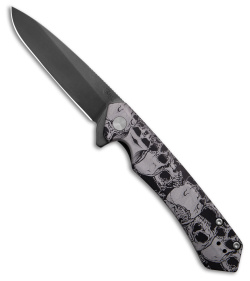 Case Cutlery Kinzua Frame Lock Spear Point Knife Black Skulls (3.4" DLC) 64645