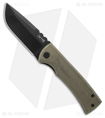 Chaves Redencion 229 Kickstop Drop Point Knife Green Micarta (3.63" Black)