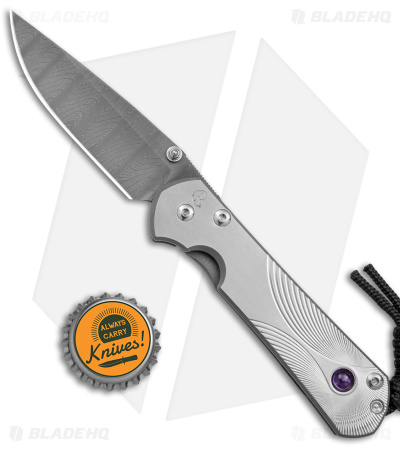 Chris Reeve Small Sebenza 31 Frame Lock Knife Gray Titanium (3" Ladder Damascus)