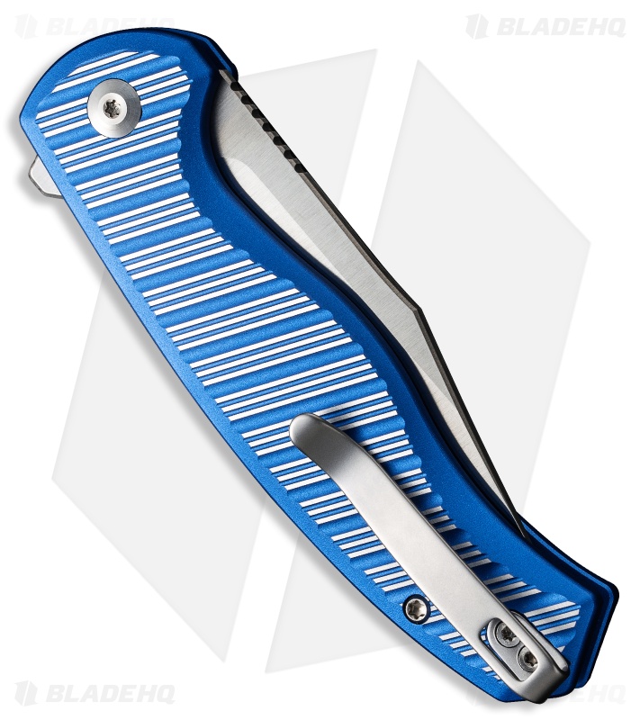 CIVIVI Stormhowl Button Lock Knife Blue/Satin Aluminum (3.3" Satin) C23040B-2