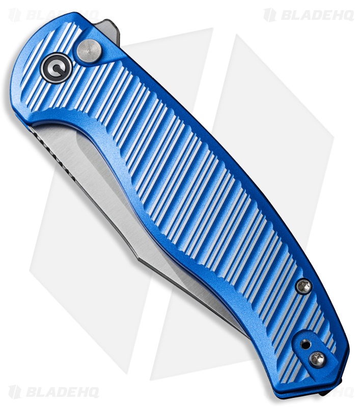 CIVIVI Stormhowl Button Lock Knife Blue/Satin Aluminum (3.3" Satin) C23040B-2