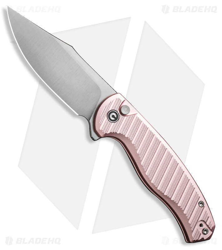 CIVIVI Stormhowl Button Lock Knife Pink Aluminum (3.3" Satin) C23040B-3
