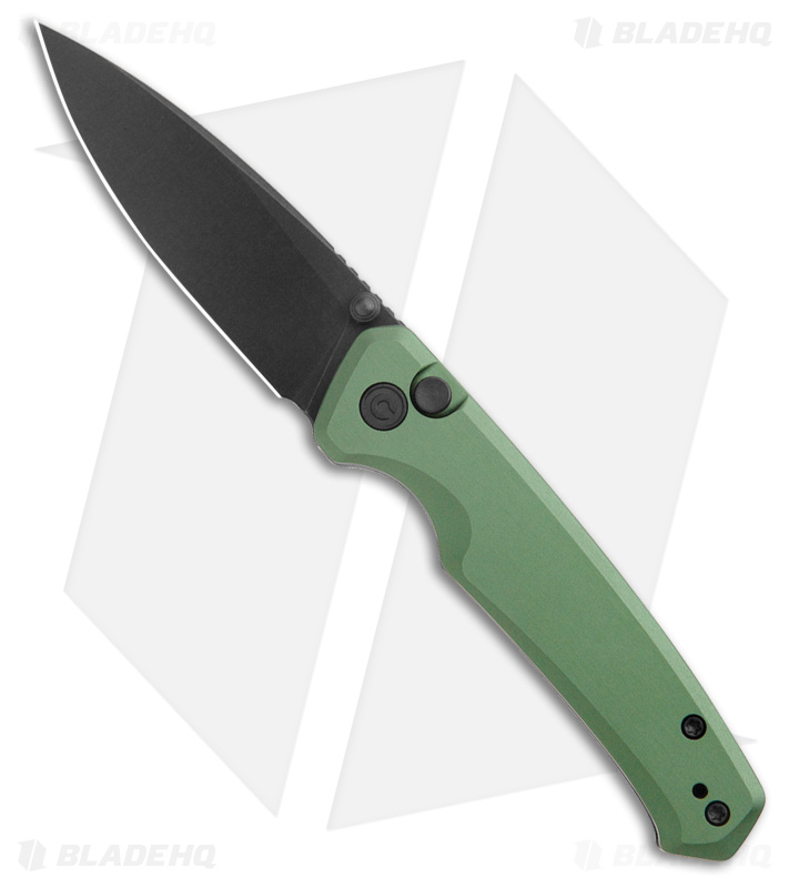 CIVIVI Altus Nitro-V Button Lock Knife Green Aluminum (2.97" Black Stonewash)