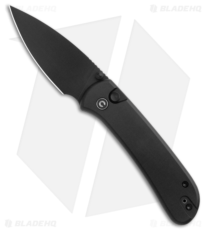 CIVIVI Qubit  Button Lock Knife Black Aluminum (2.98" Black Stonewash)