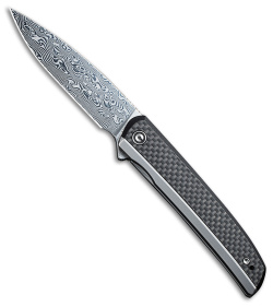 CIVIVI Savant Frame Lock Knife Black G-10/Twill CF (3.5" Damascus) C20063B-DS1