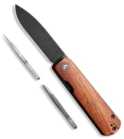 CIVIVI Sendy Liner Lock Knife Guibourtia Wood (2.8" Black SW) C21004A-2