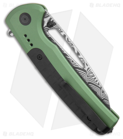 CIVIVI Sentinel Strike Button Lock Knife Green Alum (3.7"  Damascus) C22025B-DS1