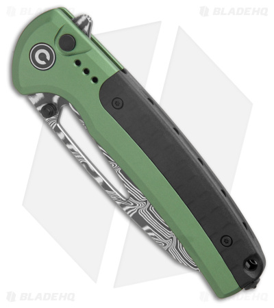 CIVIVI Sentinel Strike Button Lock Knife Green Alum (3.7"  Damascus) C22025B-DS1
