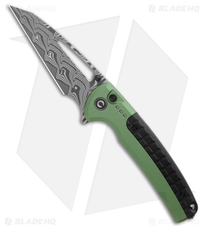 CIVIVI Sentinel Strike Button Lock Knife Green Alum (3.7"  Damascus) C22025B-DS1