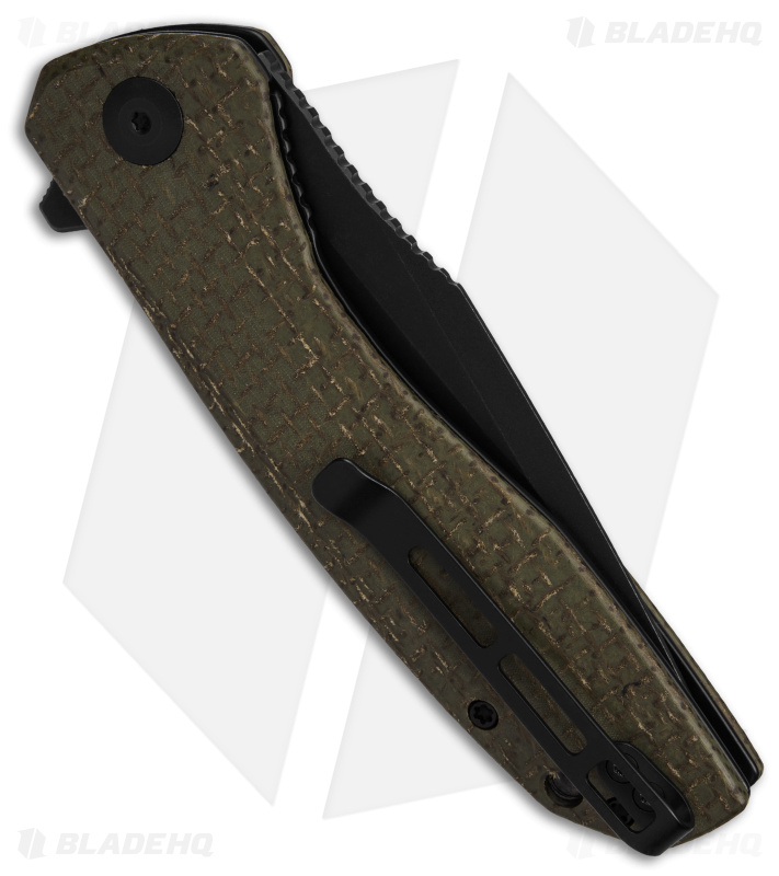 CIVIVI Baklash Flipper Liner Lock Knife Green Coarse Micarta (3.5" Black SW) 