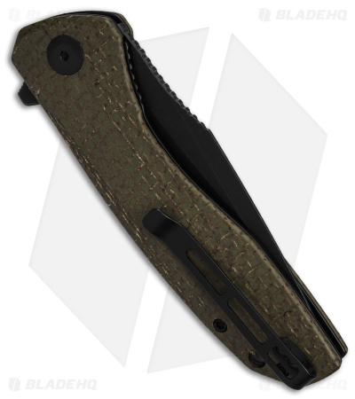 CIVIVI Baklash Flipper Liner Lock Knife Green Coarse Micarta (3.5" Black SW) 