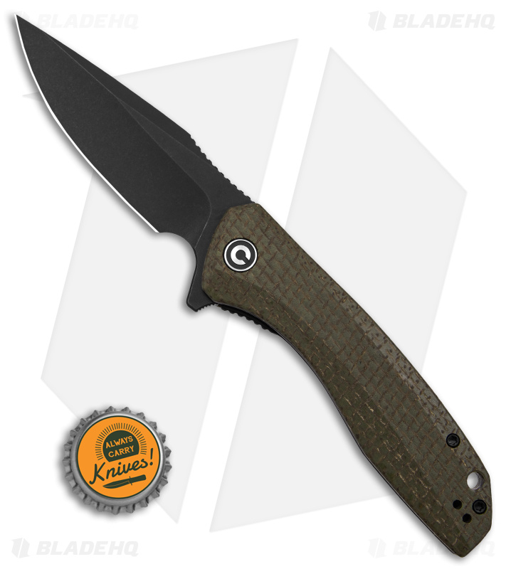 CIVIVI Baklash Flipper Liner Lock Knife Green Coarse Micarta (3.5" Black SW) 