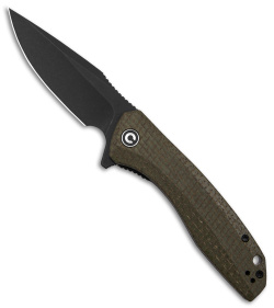 CIVIVI Baklash Flipper Liner Lock Knife Green Coarse Micarta (3.5" Black SW) 