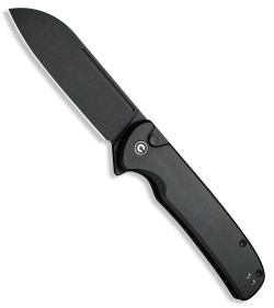 CIVIVI Chevalier II Button Lock Knife Black Aluminum (3.4" Black SW) C20022B-1