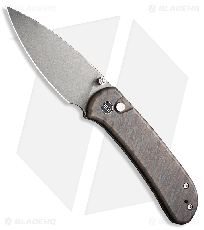 WE Knife Co. Qubit Button Lock Knife Tiger Striped Titanium (2.98" SW)