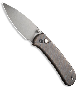 WE Knife Co. Qubit Button Lock Knife Tiger Striped Titanium (2.98" SW)