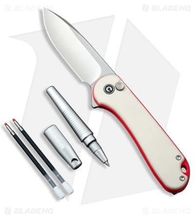 CIVIVI Elementum II Pen Knife Combo Ivory G-10 with Red (3" Satin) C23049