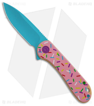 CIVIVI Elementum Dessert Warrior® Exclusive Knife Pink G-10 (2.9" Blue) Donut