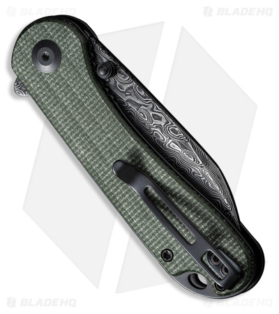 CIVIVI Elementum Wharncliffe Knife Green Micarta (3" Damascus) C18062AF-DS1