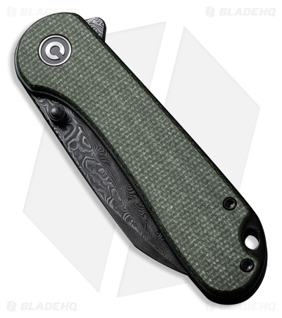 CIVIVI Elementum Wharncliffe Knife Green Micarta (3" Damascus) C18062AF-DS1