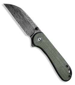 CIVIVI Elementum Wharncliffe Knife Green Micarta (3" Damascus) C18062AF-DS1