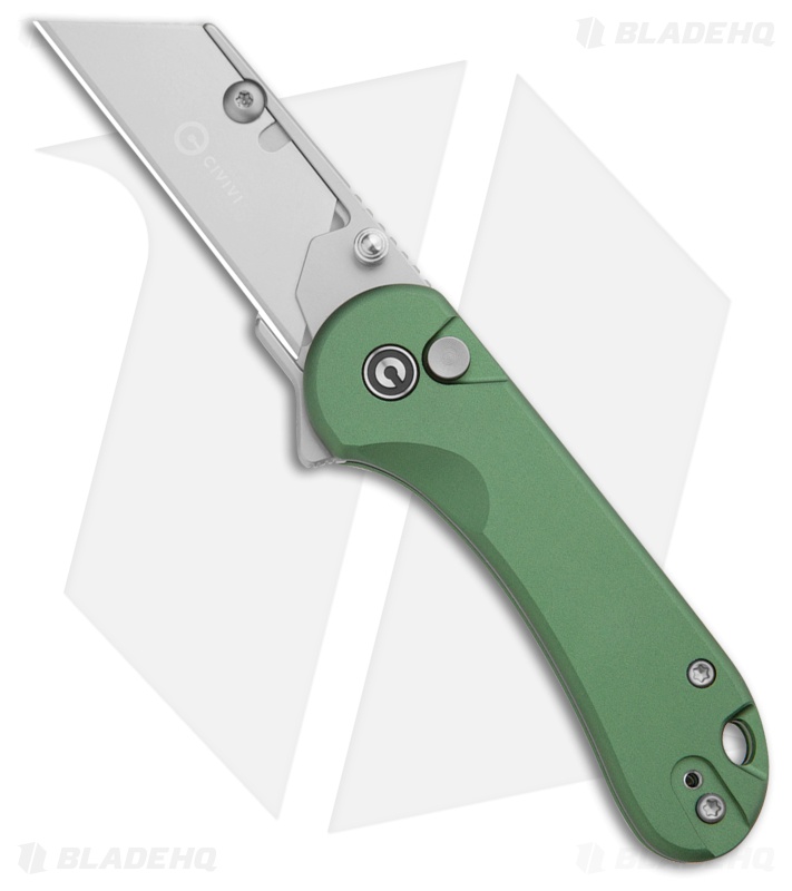 CIVIVI Elementum Utility Button Lock Knife Green Aluminum (2.5" Satin)