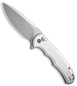 CIVIVI Praxis Flipper Button Lock Knife Silver Aluminum (3.7" Satin) C18026E-2