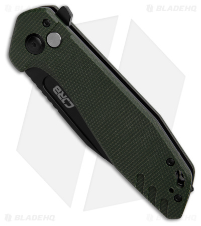 CJRB Cutlery Riff Button Lock Knife Green Micarta (3.5" Black)
