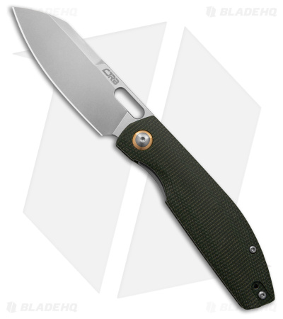 CJRB Cutlery Ekko Liner Lock Knife Green Micarta  (3.3" Stonewash)