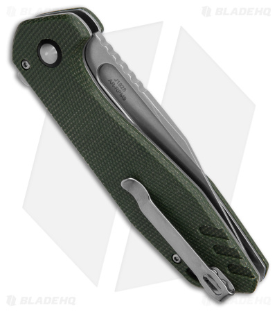 CJRB Cutlery Riff Button Lock Knife Green Micarta (3.5" Satin)
