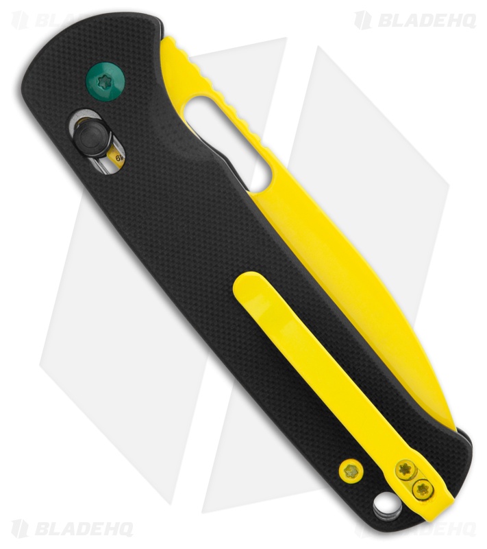 CJRB Hectare Crossbar Lock Knife Black G-10 (3.2" Paint Spraying Yellow)