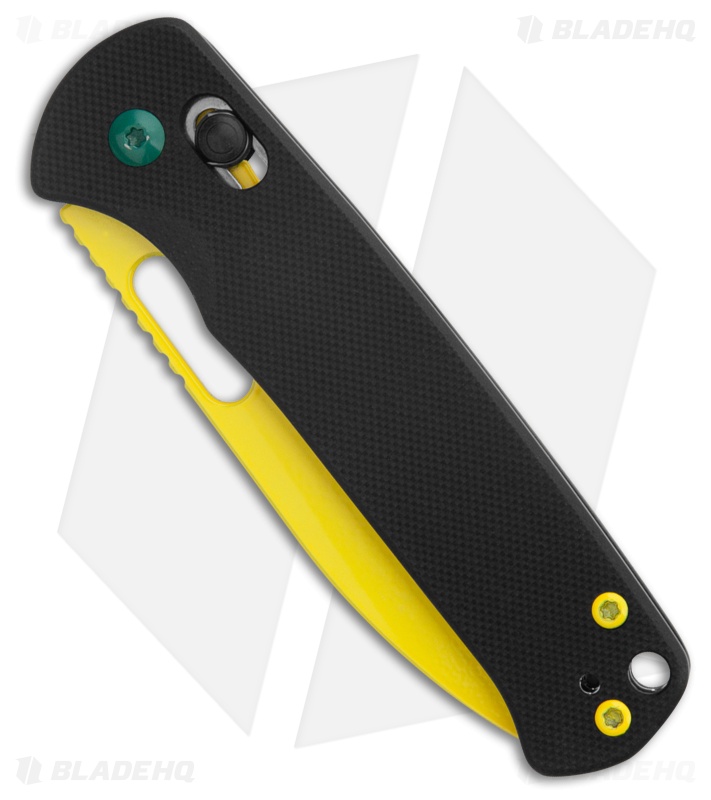 CJRB Hectare Crossbar Lock Knife Black G-10 (3.2" Paint Spraying Yellow)