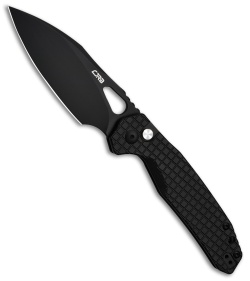 CJRB Frack Button Lock Knife Frag Pattern Black  SS (3.9" Black AR-RPM9)