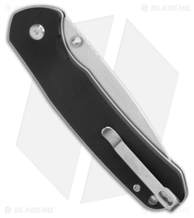CJRB Cutlery Large Pyrite Button Lock Knife Black G-10 (3.7" SW)