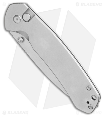 CJRB Cutlery Large Pyrite Button Lock Knife Stonewash Steel (3.7" SW)