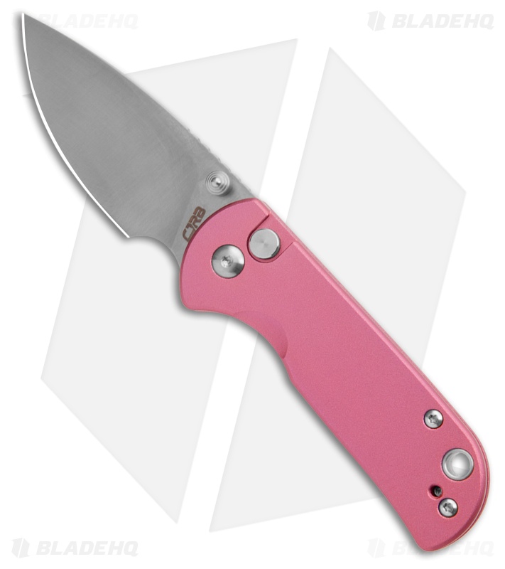 CJRB Cutlery Mica Button Lock Knife Pink Aluminum (2.4" Satin AR-RPM9)