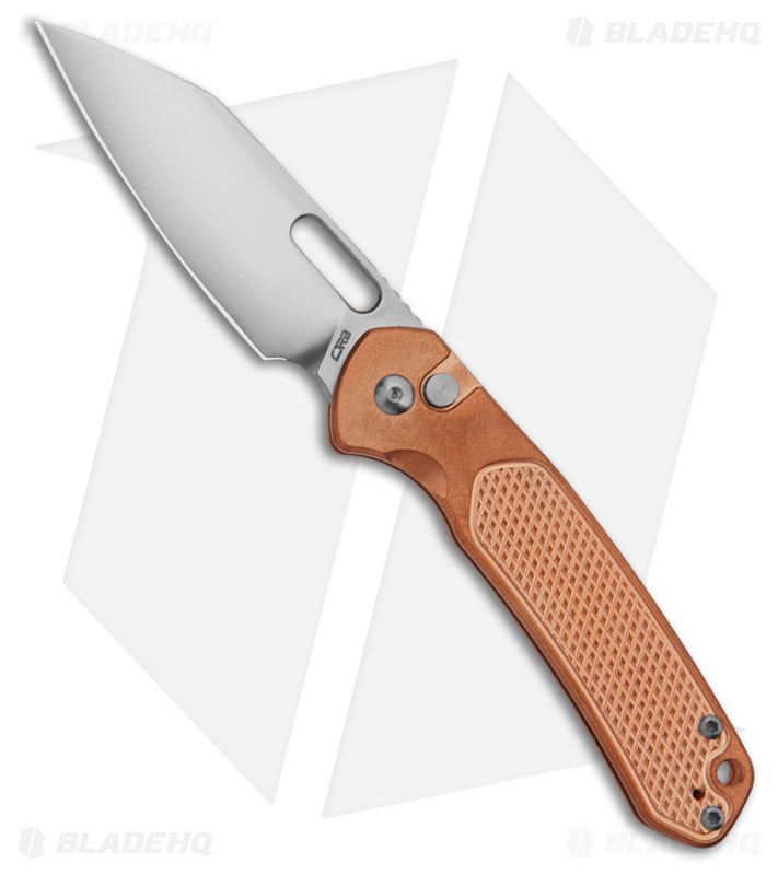 CJRB Cutlery Pyrite-Alt Button Lock Knife Radial Copper (3.1" SW CPM 20CV)