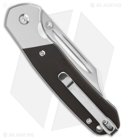 CJRB Cutlery Pyrite Bowie Button Lock Knife Ebony Wood (3.1" Polish)