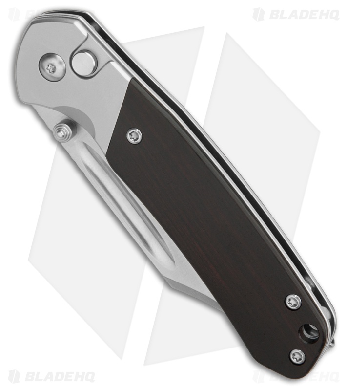 CJRB Cutlery Pyrite Bowie Button Lock Knife Ebony Wood (3.1" Polish)