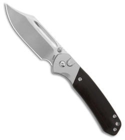 CJRB Cutlery Pyrite Bowie Button Lock Knife Ebony Wood (3.1" Polish)