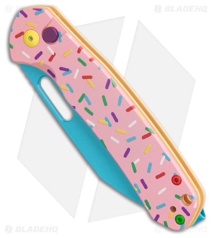 CJRB Cutlery Pyrite-Alt Dessert Warrior® Wharncliffe Knife Pink (3.1" Blue)