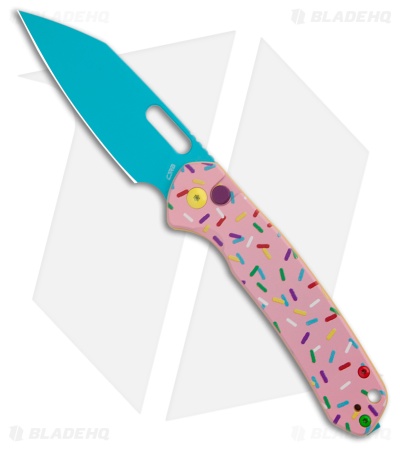 CJRB Cutlery Pyrite-Alt Dessert Warrior® Wharncliffe Knife Pink (3.1" Blue)