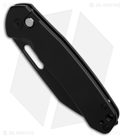 CJRB Cutlery Pyrite-Alt Wharncliffe Button Lock Knife Black Steel (3.1" Black)