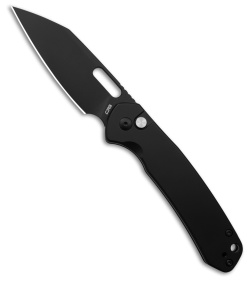 CJRB Cutlery Pyrite-Alt Wharncliffe Button Lock Knife Black Steel (3.1" Black)